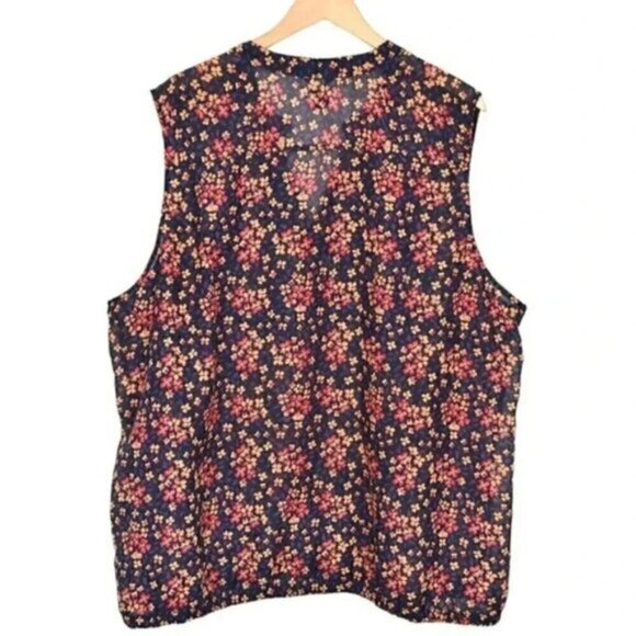 Torrid Navy Blue Floral Flowy V-Neck Button Front Tank  Top Sz 4 - Picture 4 of 6